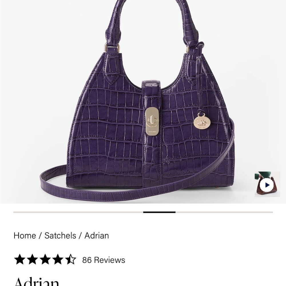 💜 NWT BRAHMIN ADRIAN SATCHEL DONE IN A BEAUTIFUL VOILET COLOR.!